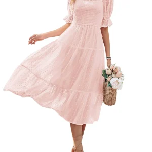 Women's Square Neck Puff Sleeve Dress