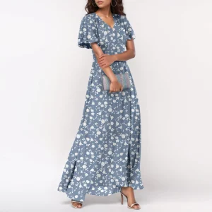 2025 Summer Dresses For Women Casual Short Sleeve Maxi Dresses