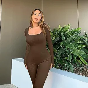 Women's Yoga Sports Fitness Jumpsuit Workout Long Sleeve.