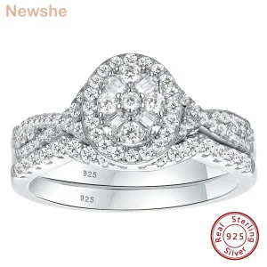 Sterling Silver Wedding Rings Set for Women.